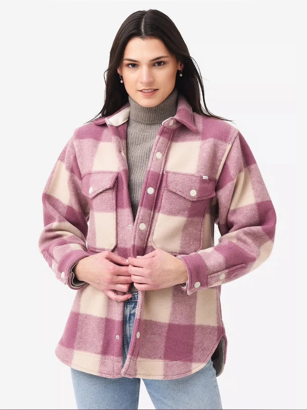 Lord & Taylor Oversized Plaid Shacket Jacket Button Down Flannel Shirt